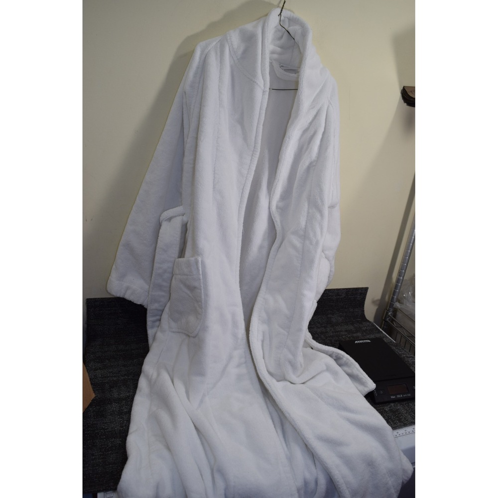 Hammacher Schlemmer White Plush HEAVY Terry Cloth Hooded Bathrobe MENS M Skymall